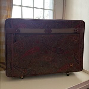 Vintage Diane Von Furstenberg Red Brown Paisley Tapestry Luggage Travel Suitcase